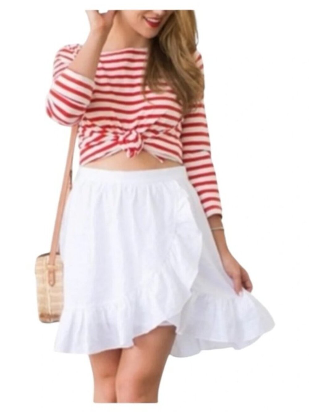 NWOT J. Crew White Ruffled Wrap Mini Skirt Size 14